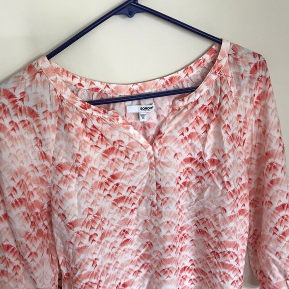 SONOMA red white tie dye print tunic top XS - Picture 5 of 8
